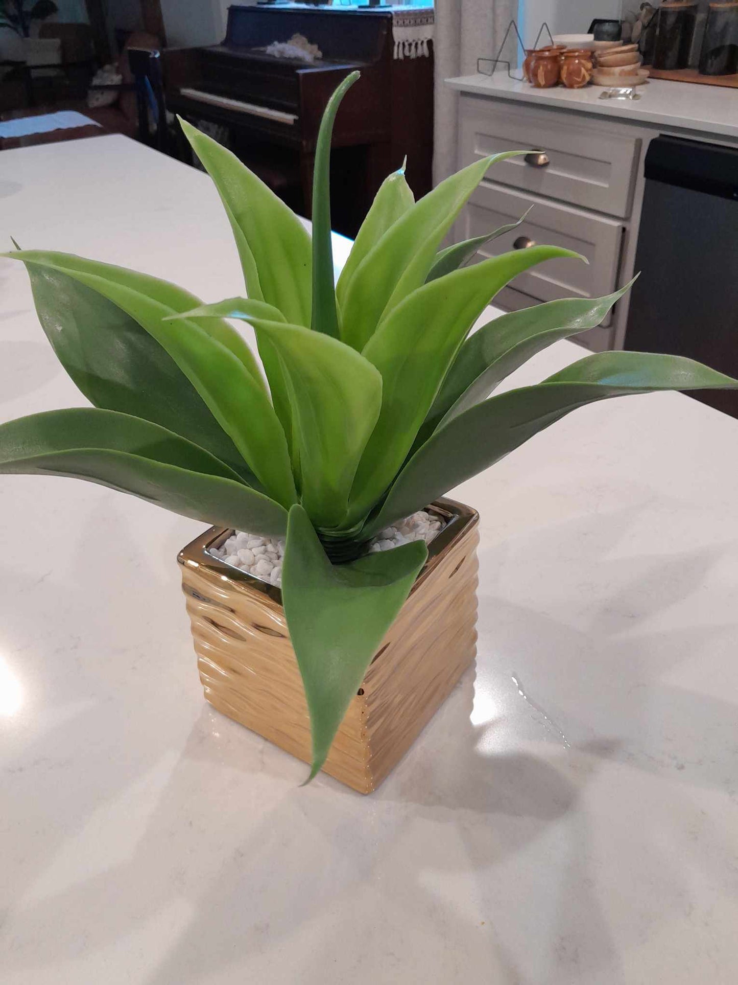 (B) MODERN Faux Succulent in Textured Ceramic Pot