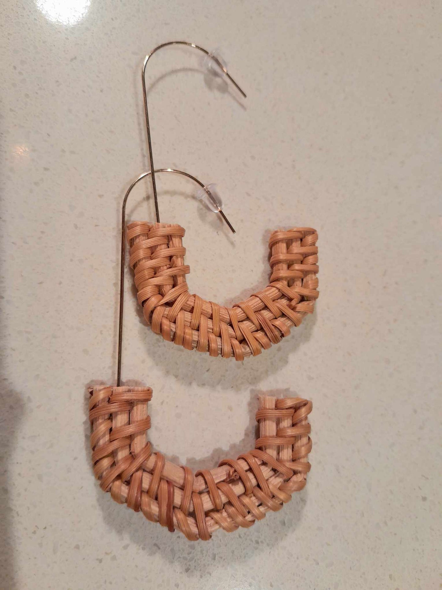 (F) BOHO Breeze Woven Rattan Hoop Earrings