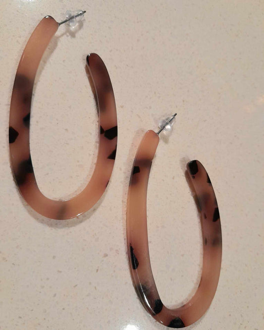 (G) TORTOISESHELL Oval Hoop Earrings