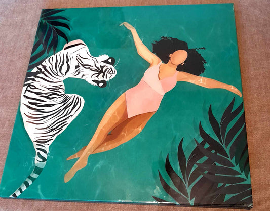 (K) Woman & White Tiger  'Floating Wild'