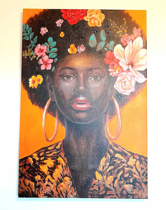 (K) GIRL With Flowered Hair Art