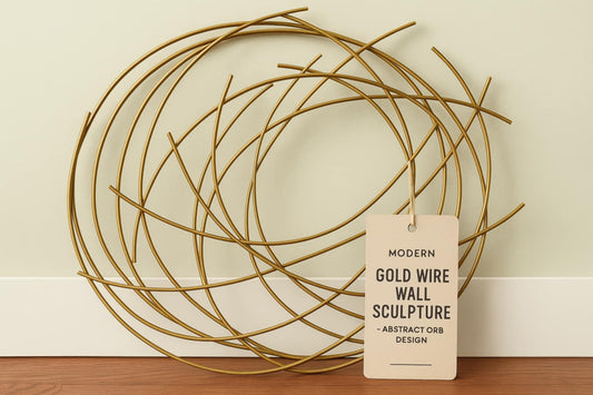 (K) MODERN Gold Wire Wall Sculpture
