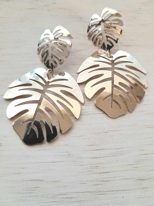 (G) GOLDEN Tropics Monstera Leaf Earrings