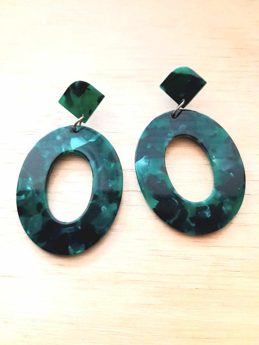 (G) EMERALD Eclipse Marbled Drop Earrings