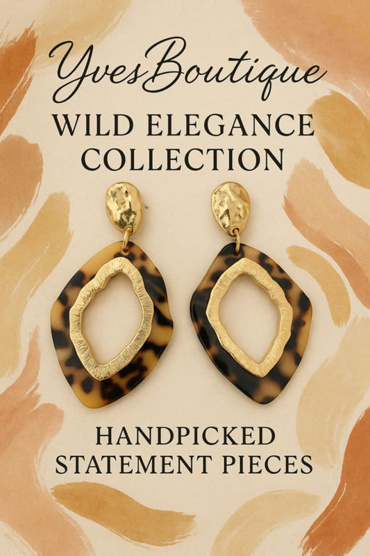 (G) BOHO Vintage Tortoiseshell and Gold-Tone Artisan Earrings