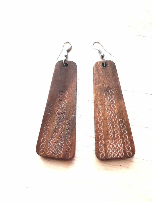 (G) BOHO Carved Wood Earrings - Natural Spirit Collection