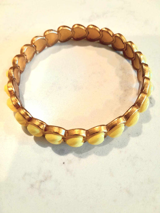 (C) Golden Heartlink Bangle with Yellow Accents