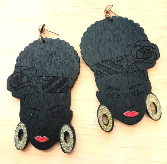 (E) AFRO Diva Silhouette EARRINGS - Natural Spirit Collection