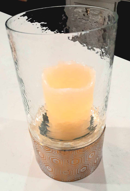 (J) Vintage-Inspired Candle Holder With Geometric Base